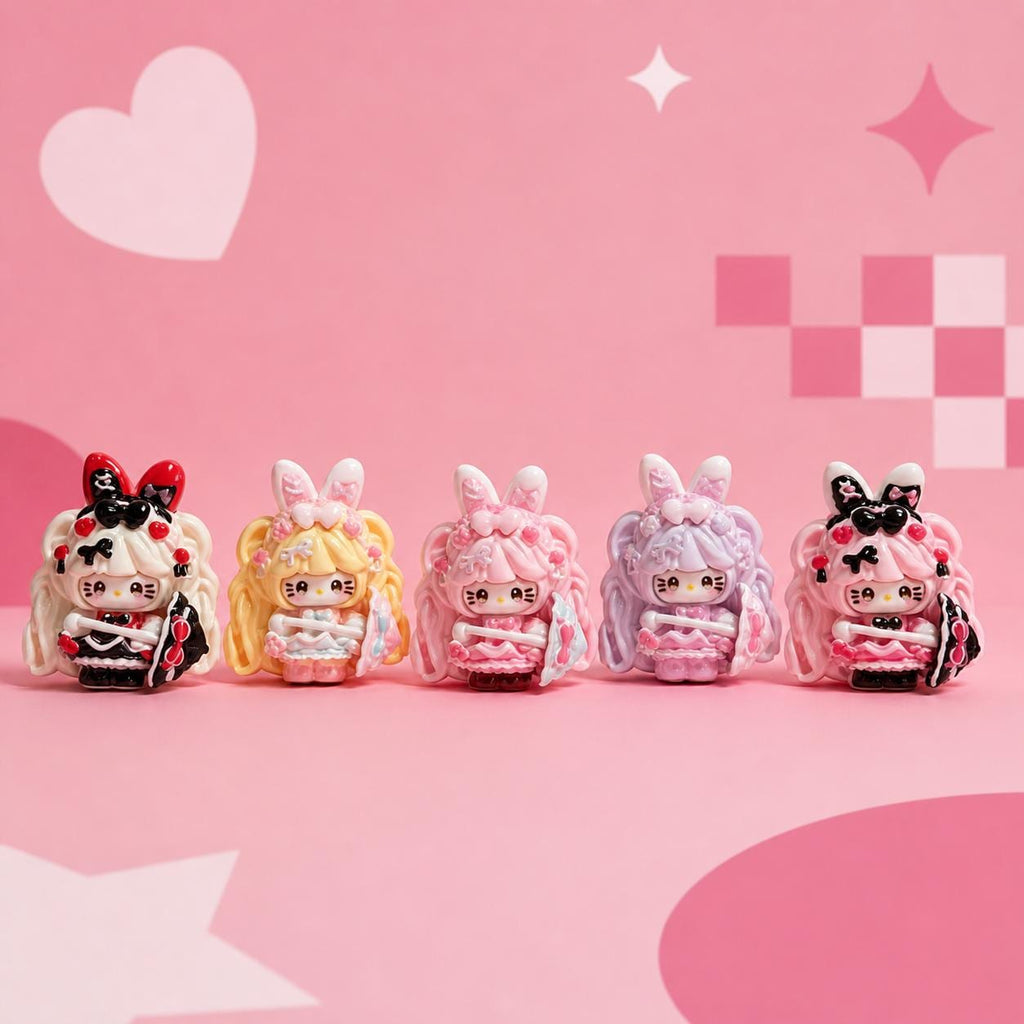 Harz-Regenschirm-Kaninchen-Katzen-Anhänger, Kawaii Flatbacks für Decoden-Handyhüllen, DIY-Bastelarbeiten