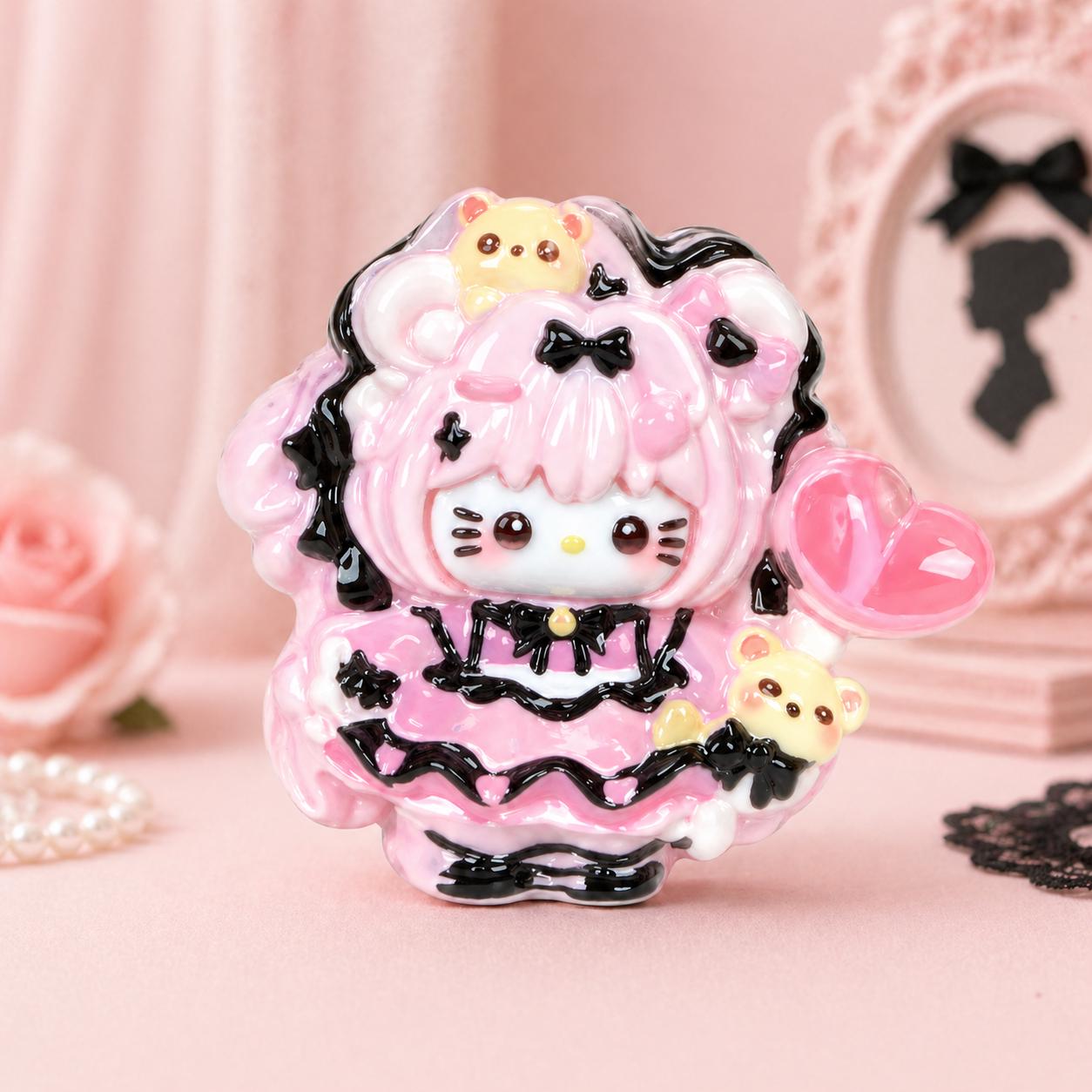 Resin Heart Balloon Bear Cat Charms, Kawaii Flatbacks, Decoden Phone Cases, DIY Crafts