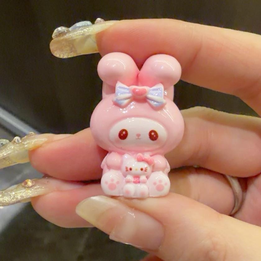 Pinky Bunny Harzperlen, Kawaii Focal Beads für Perlenstifte, Schlüsselanhänger & Handyketten