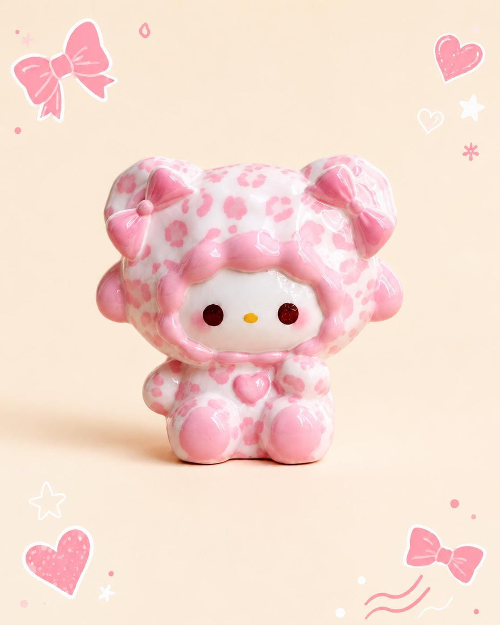 32-35mm rosa Leoparden-Katzen-Stil, Harzperlen, Kawaii Cartoon Charms für Decoden Handyhüllen, DIY Stifte & Handyriemen