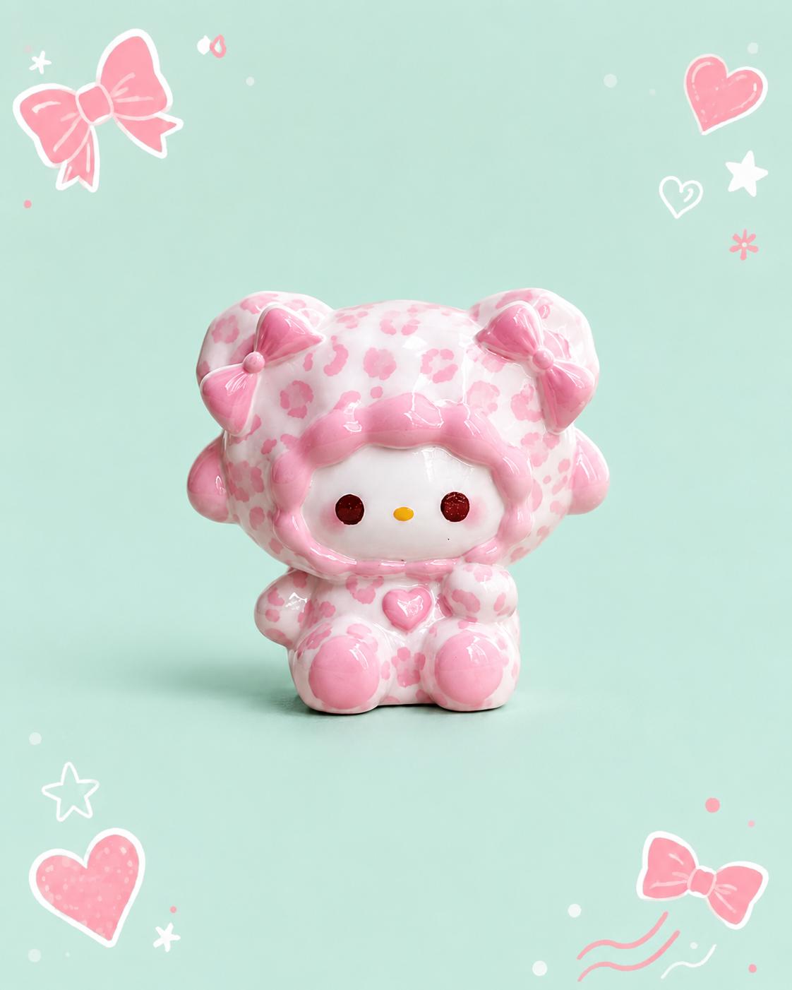 32-35mm rosa Leoparden-Katzen-Stil, Harzperlen, Kawaii Cartoon Charms für Decoden Handyhüllen, DIY Stifte & Handyriemen
