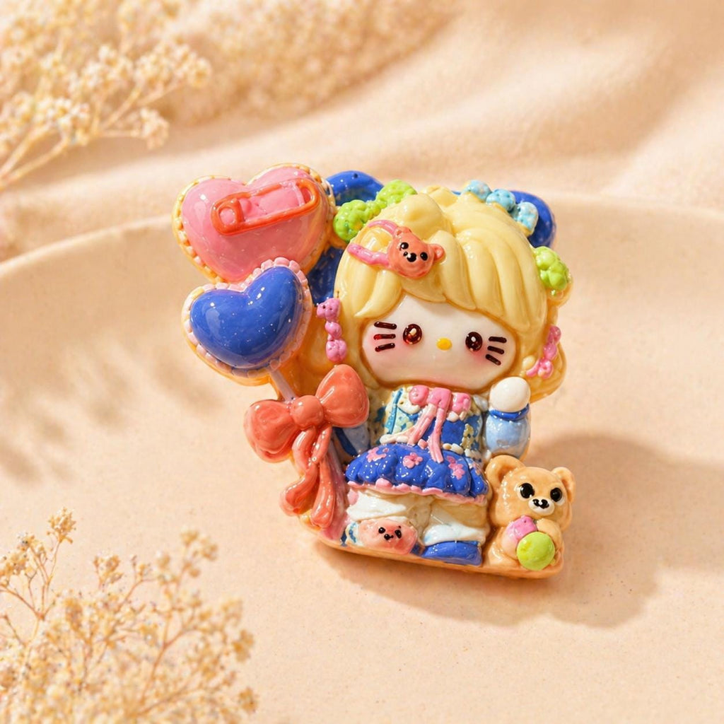 Harz-Herzballon-Katzenanhänger, Kawaii Flatbacks für Decoden-Handyhüllen, DIY-Bastelarbeiten