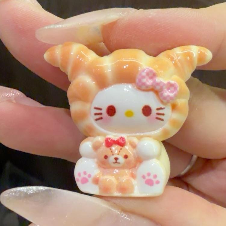 32-35mm Croissant Katze Stil, Harzperlen, Kawaii Cartoon Charms für Decoden Handyhüllen, DIY Stifte & Handyketten