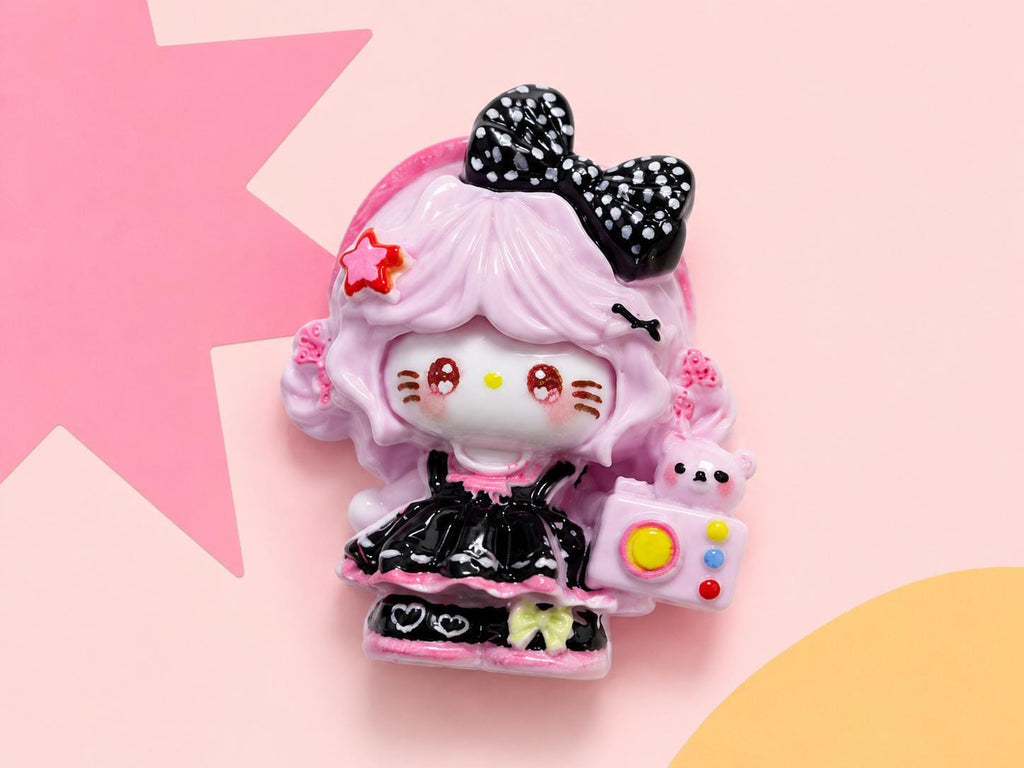 Kamera-Katzen-Anhänger aus Kunstharz, Kawaii Flatbacks für Decoden Handyhüllen, DIY-Bastelarbeiten