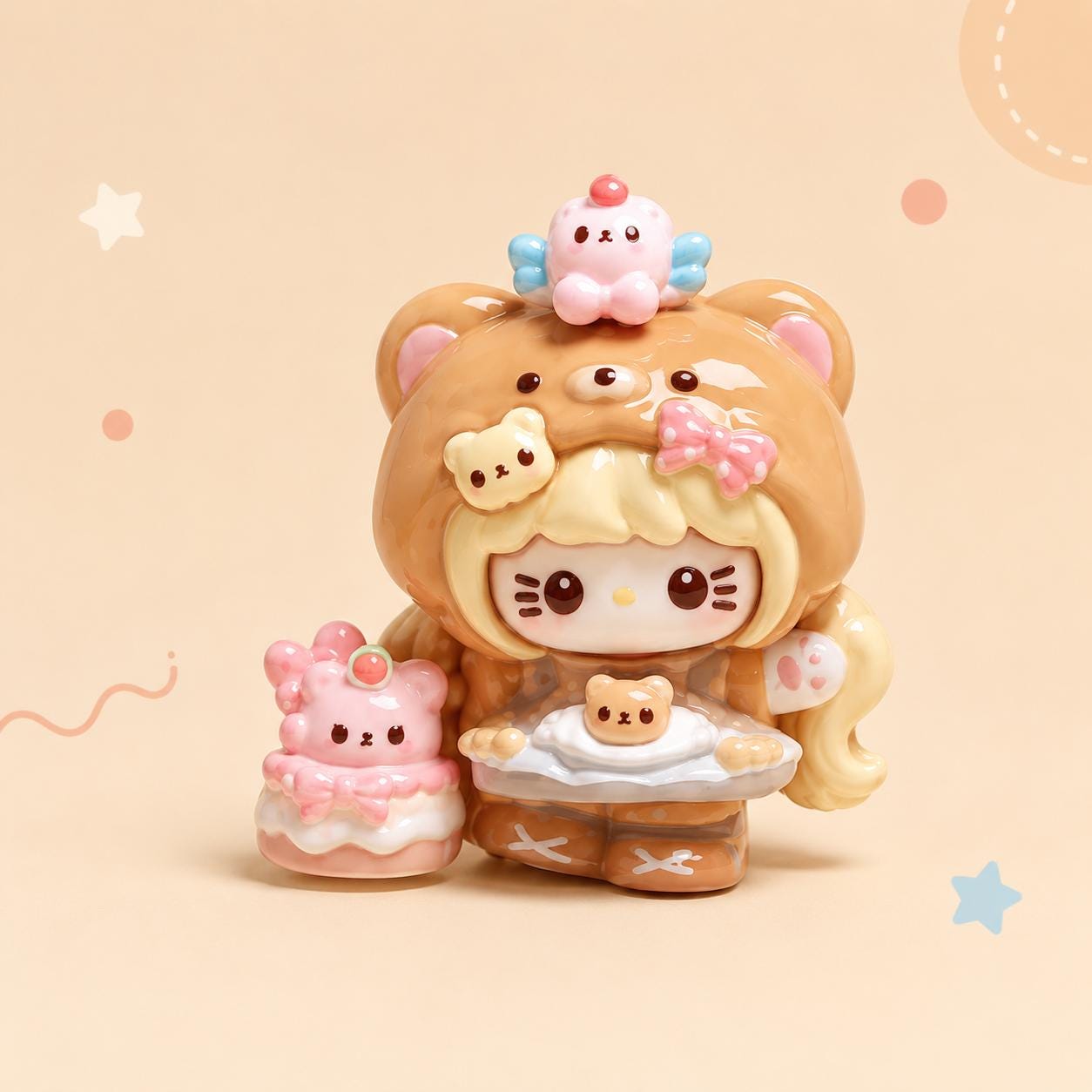 Harz Bär Kuchen Katze Anhänger, Kawaii Flatbacks für Decoden Handyhüllen, DIY Basteln