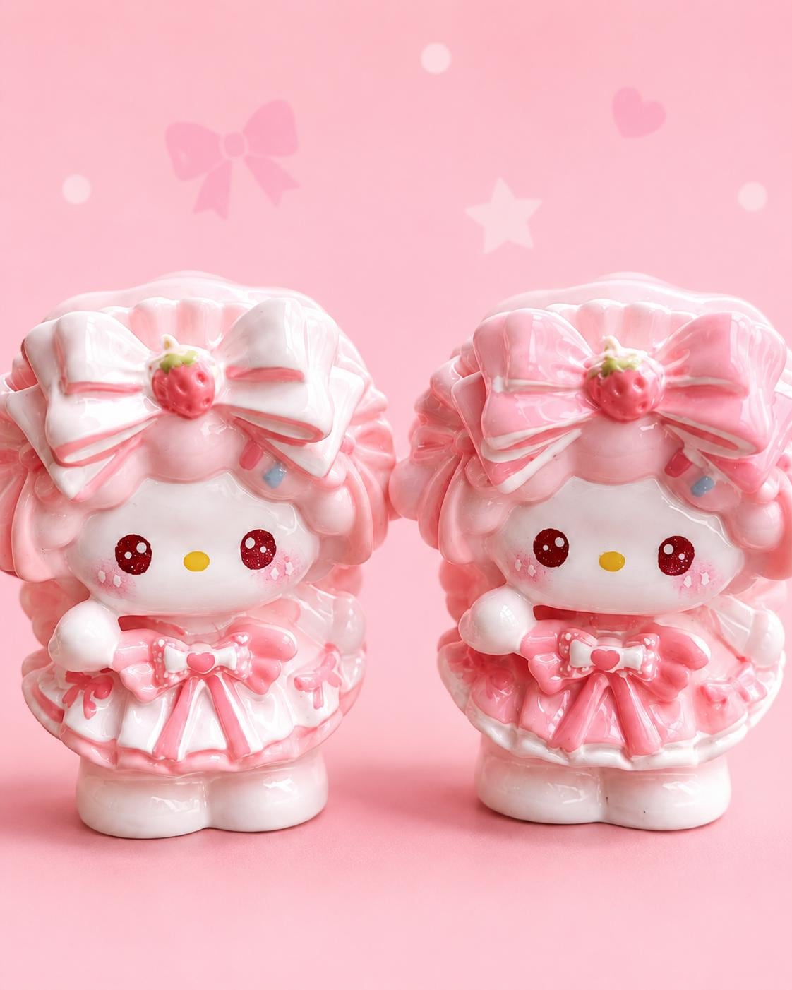 32-35mm Erdbeer-Katzen-Stil, Harzperlen, Kawaii Cartoon Charms für Decoden Handyhüllen, DIY Stifte & Handyriemen