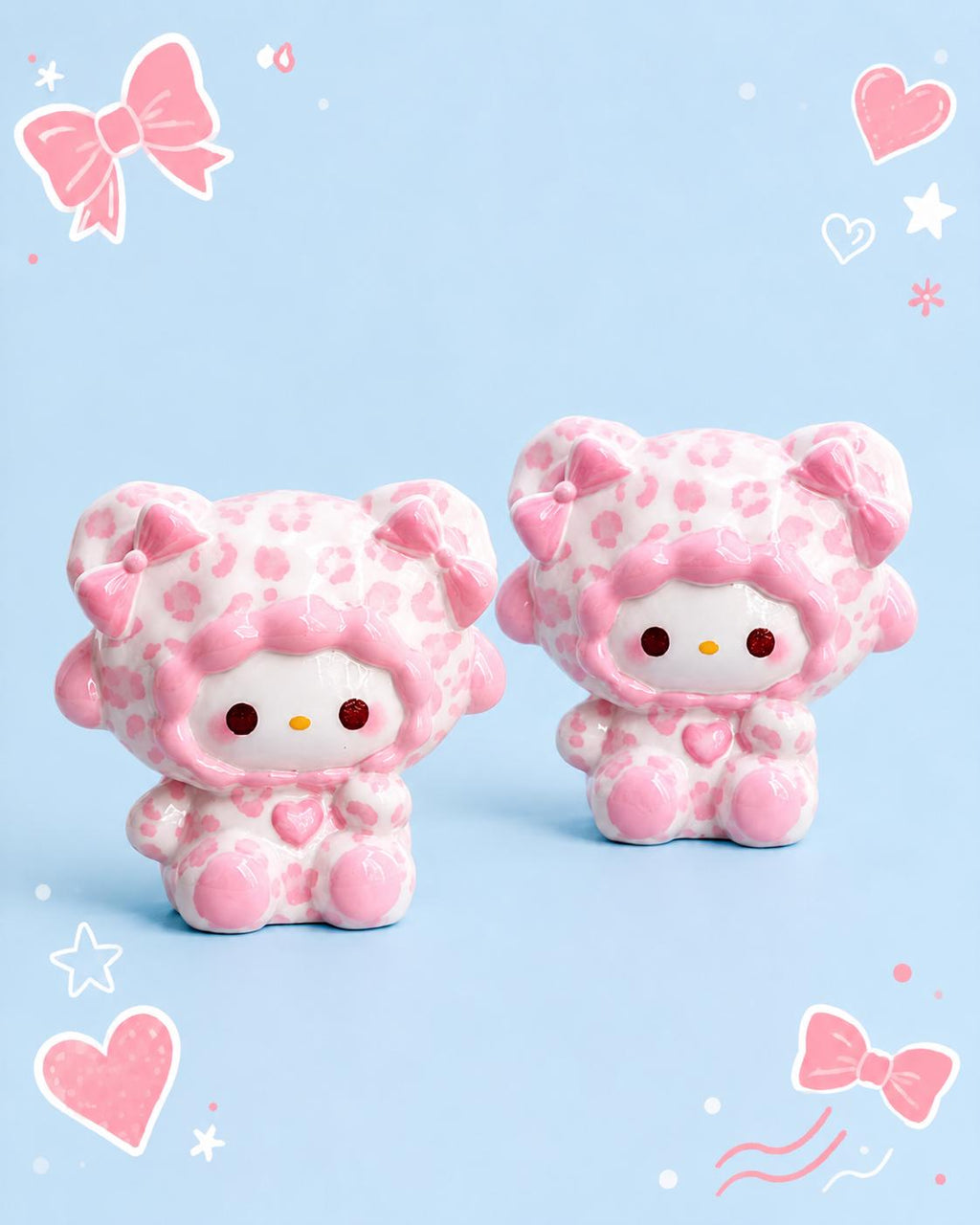 32-35mm rosa Leoparden-Katzen-Stil, Harzperlen, Kawaii Cartoon Charms für Decoden Handyhüllen, DIY Stifte & Handyriemen