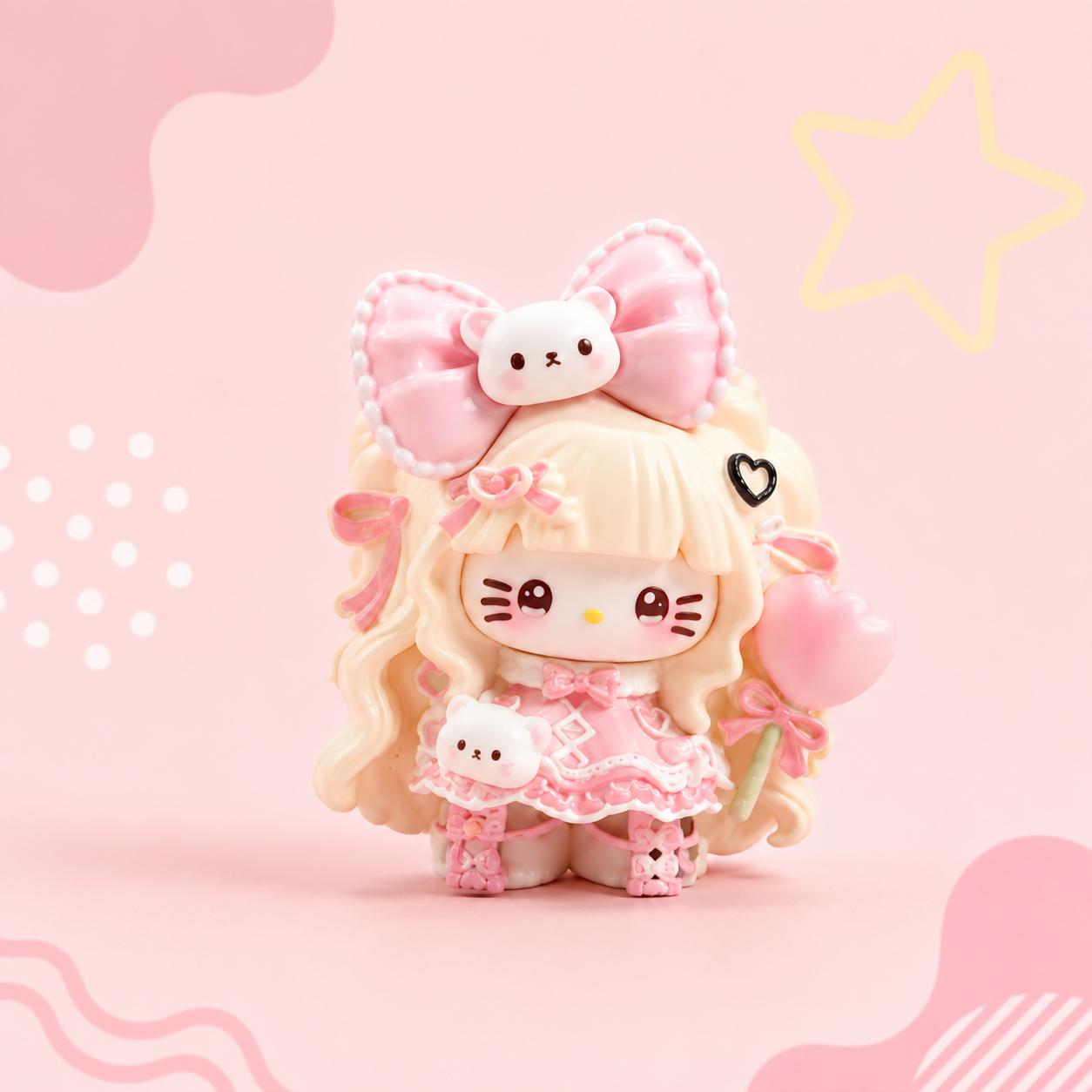 32mm Harz-Bonbon-Ballonkatzen-Anhänger, Kawaii Flatbacks für Decoden Handyhüllen, DIY-Bastelarbeiten