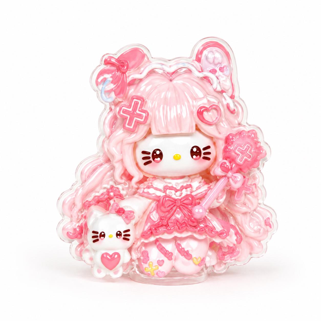 Hasen-Katzen-Anhänger aus Kunstharz, Kawaii Flatbacks für Decoden Handyhüllen, DIY Bastelarbeiten