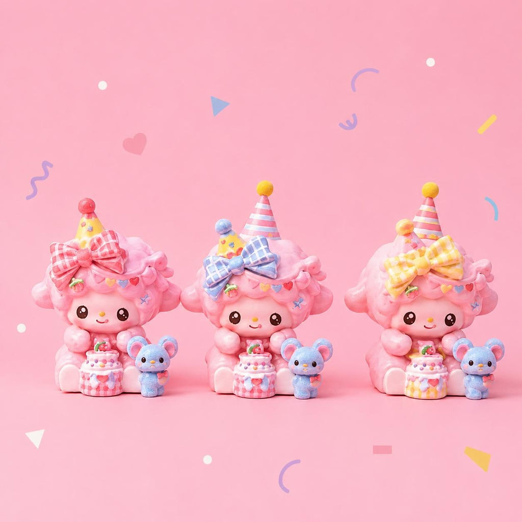 33-24mm Pastell Kawaii Geburtstag Lamm Party Stil und Cabochons, Charakter Harz Anhänger für Decoden, Handyhüllen & Schlüsselanhänger Bastelarbeiten