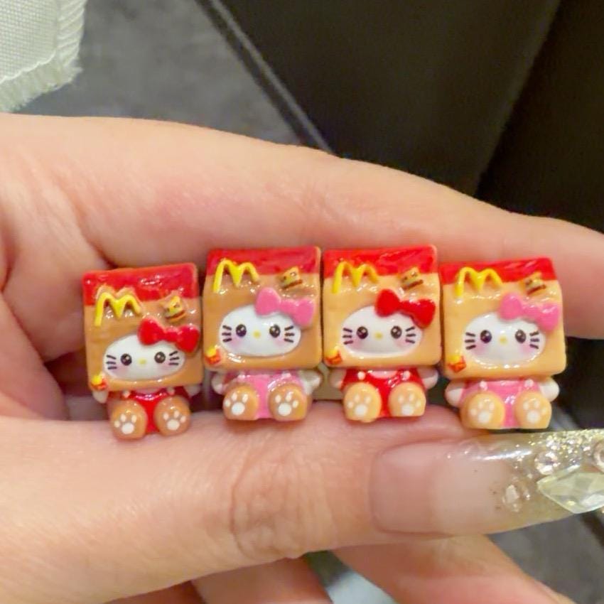 18mm-17mm Mini Pommes Frites Harz-Anhänger, Kawaii Katzen-Anhänger für Decoden Handyhüllen, Schlüsselanhänger, DIY Stifte & Handyriemen