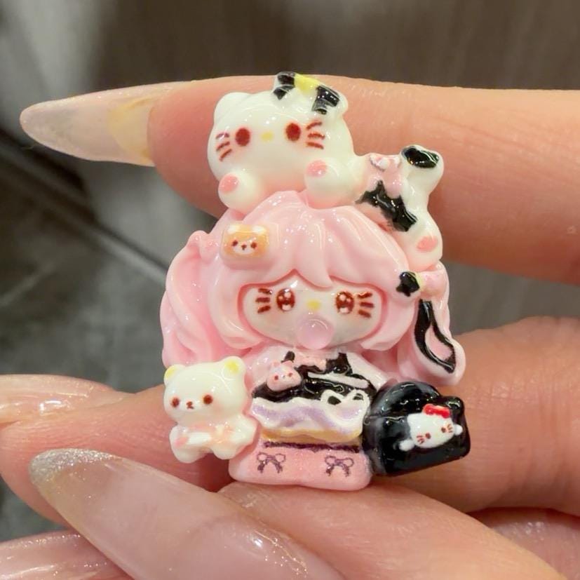 Pastell Kawaii Katze Cabochons aus Harz, Kawaii Flatbacks für Decoden Handyhüllen, DIY Basteln
