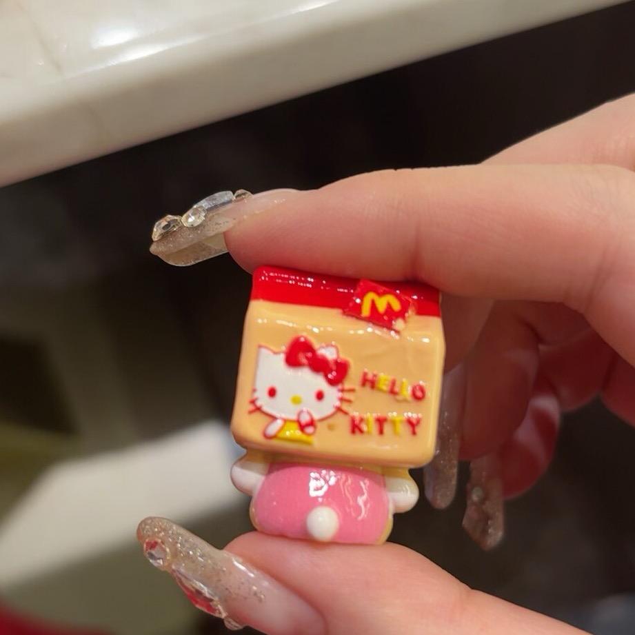 32 mm Pommes frites Harzanhänger, Kawaii Katzenanhänger für Decoden Handyhüllen, Schlüsselanhänger, DIY Stifte & Handyriemen