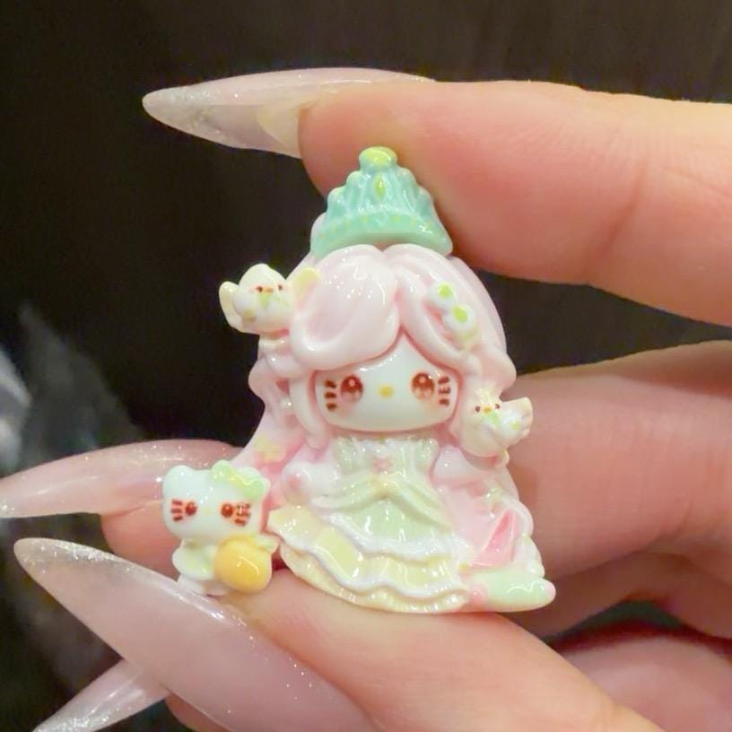 Pastell Prinzessin Katze Harz Cabochons, Kawaii Flatbacks für Decoden Handyhüllen, DIY Basteln