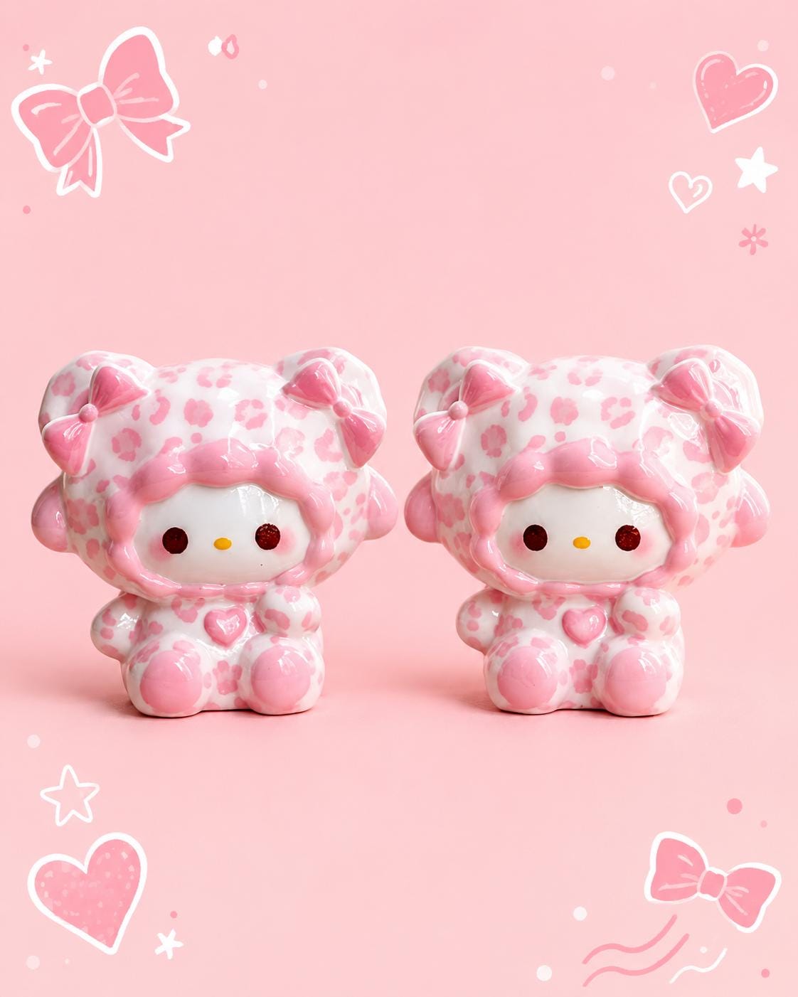 32-35mm rosa Leoparden-Katzen-Stil, Harzperlen, Kawaii Cartoon Charms für Decoden Handyhüllen, DIY Stifte & Handyriemen