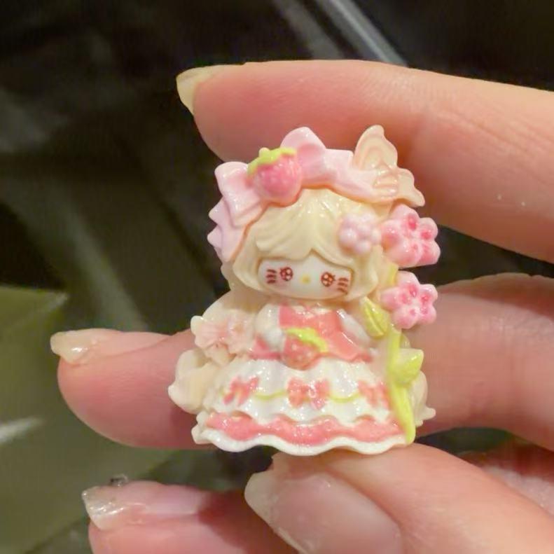 Harz Erdbeer Prinzessin Katzenanhänger, Kawaii Flatbacks für Decoden Handyhüllen, DIY Basteln