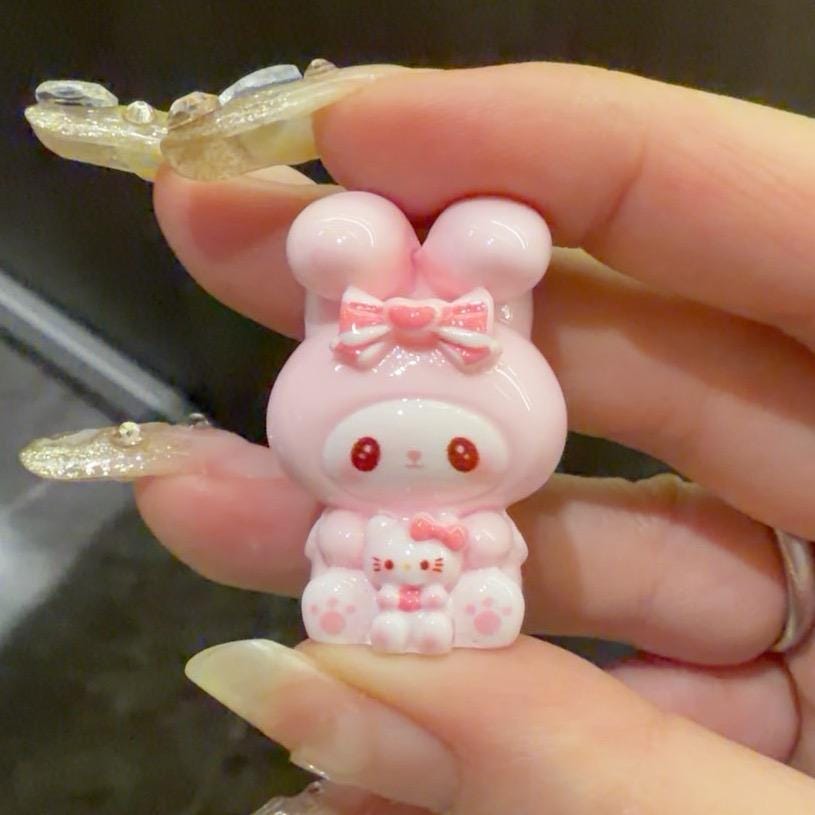 Pinky Bunny Harzperlen, Kawaii Focal Beads für Perlenstifte, Schlüsselanhänger & Handyketten