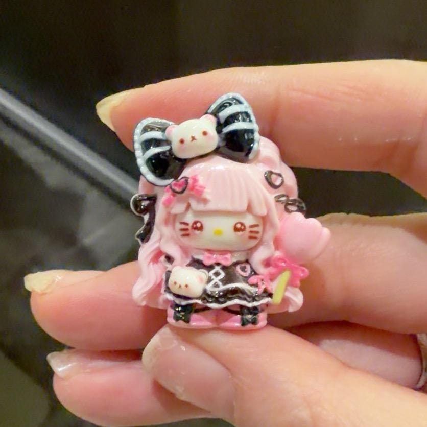 32mm Harz-Bonbon-Ballonkatzen-Anhänger, Kawaii Flatbacks für Decoden Handyhüllen, DIY-Bastelarbeiten