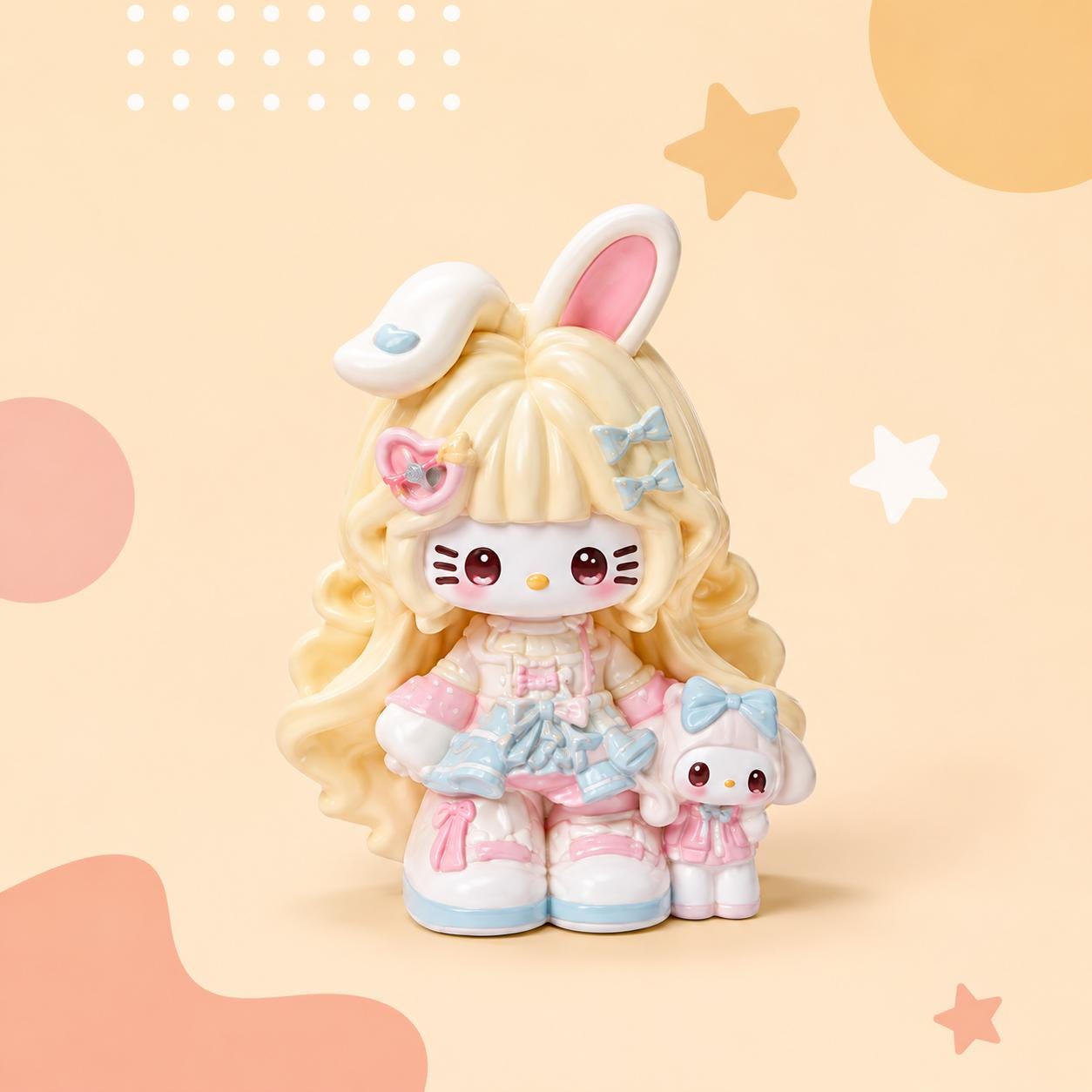 32-35mm Pinky Bunny Cat Stil, Harzperlen, Kawaii Cartoon Charms für Decoden Handyhüllen, DIY Stifte & Handyketten