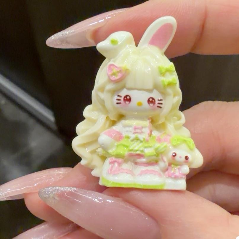 32-35mm Pinky Bunny Cat Stil, Harzperlen, Kawaii Cartoon Charms für Decoden Handyhüllen, DIY Stifte & Handyketten