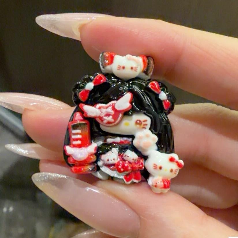 32mm Decoden-Anhänger für Handyhüllen, Kawaii Katzen Flatback Harz-Charms, DIY Stifte, Handyriemen & Bastelzubehör