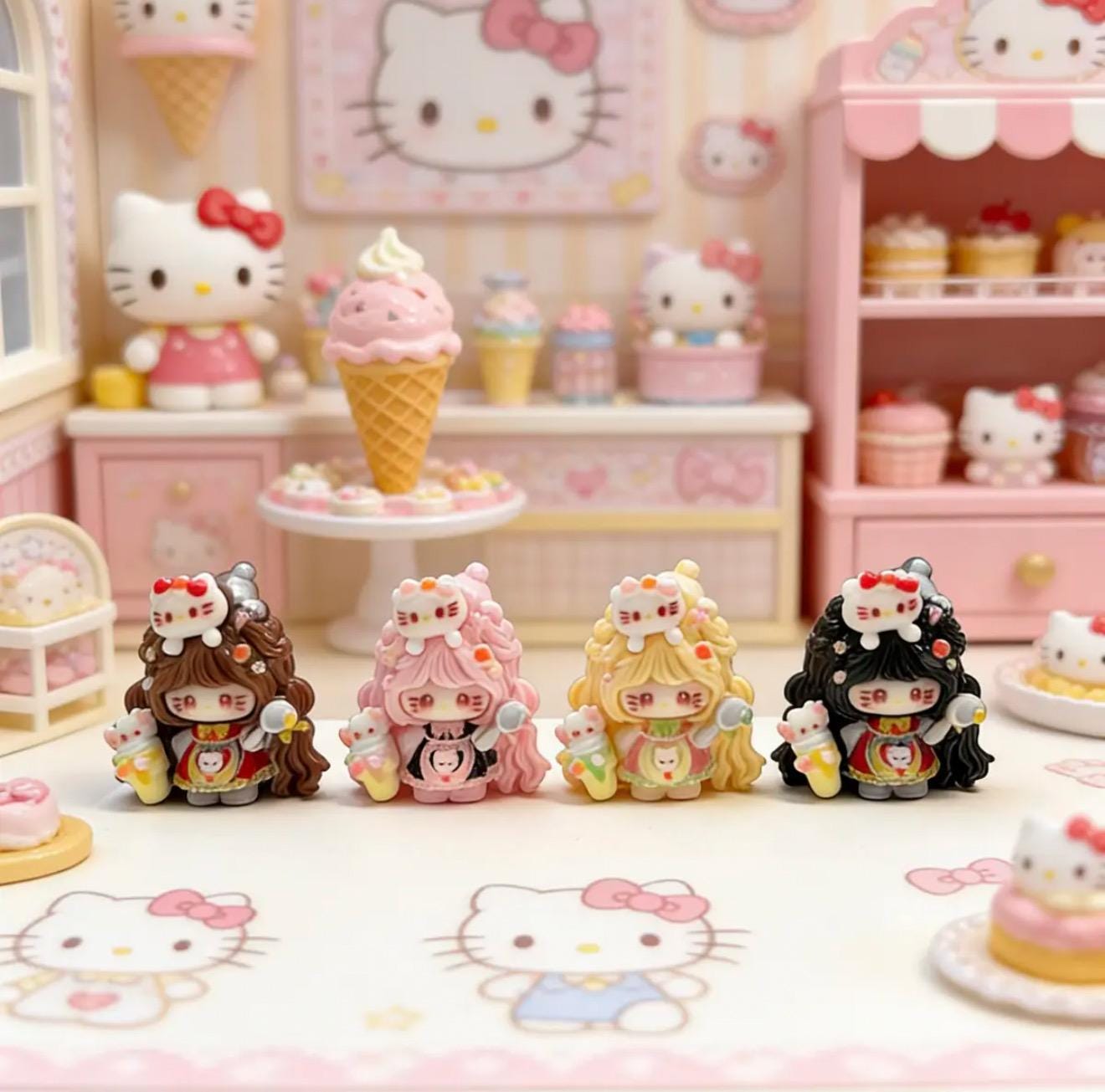 Resin Ice Cream Cat Charms, Kawaii Flatbacks for Decoden Phone Cases, DIY Crafts