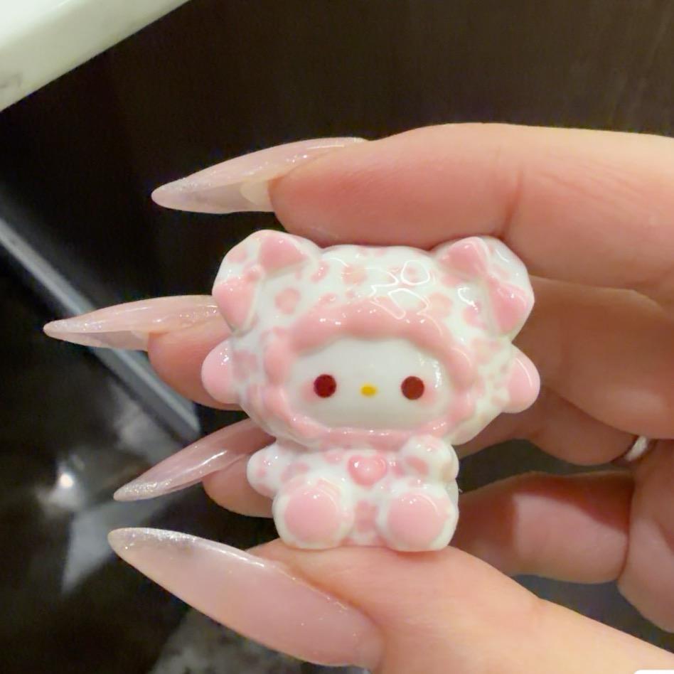 32-35mm rosa Leoparden-Katzen-Stil, Harzperlen, Kawaii Cartoon Charms für Decoden Handyhüllen, DIY Stifte & Handyriemen