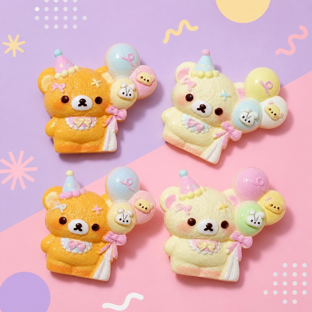 32-35mm Ballon-Bär-Harzperlen, Kawaii Cartoon Charms für Decoden Handyhüllen, DIY Stifte & Handyketten