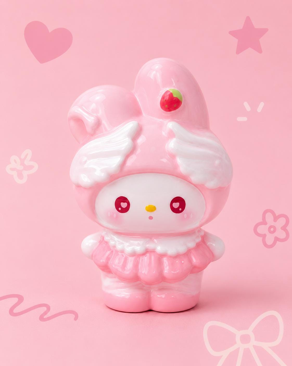 Strawberry Bunny Angel Resin Beads, Kawaii Focal Beads for Beaded Pens, Keychains & Phone Straps