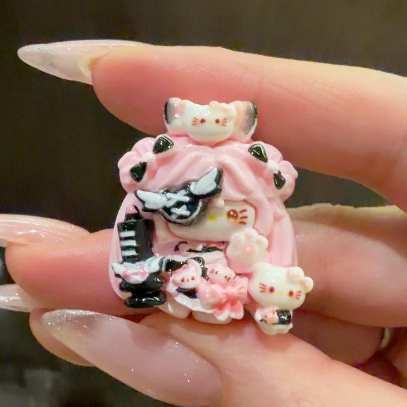 32mm Decoden-Anhänger für Handyhüllen, Kawaii Katzen Flatback Harz-Charms, DIY Stifte, Handyriemen & Bastelzubehör