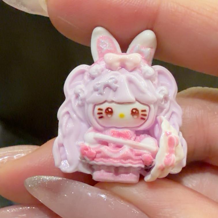Harz-Regenschirm-Kaninchen-Katzen-Anhänger, Kawaii Flatbacks für Decoden-Handyhüllen, DIY-Bastelarbeiten