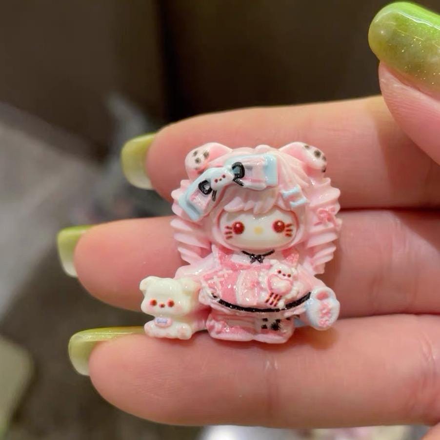 Resin Dalmatian Cat Charms, Kawaii Flatbacks for Decoden Phone Cases, DIY Crafts