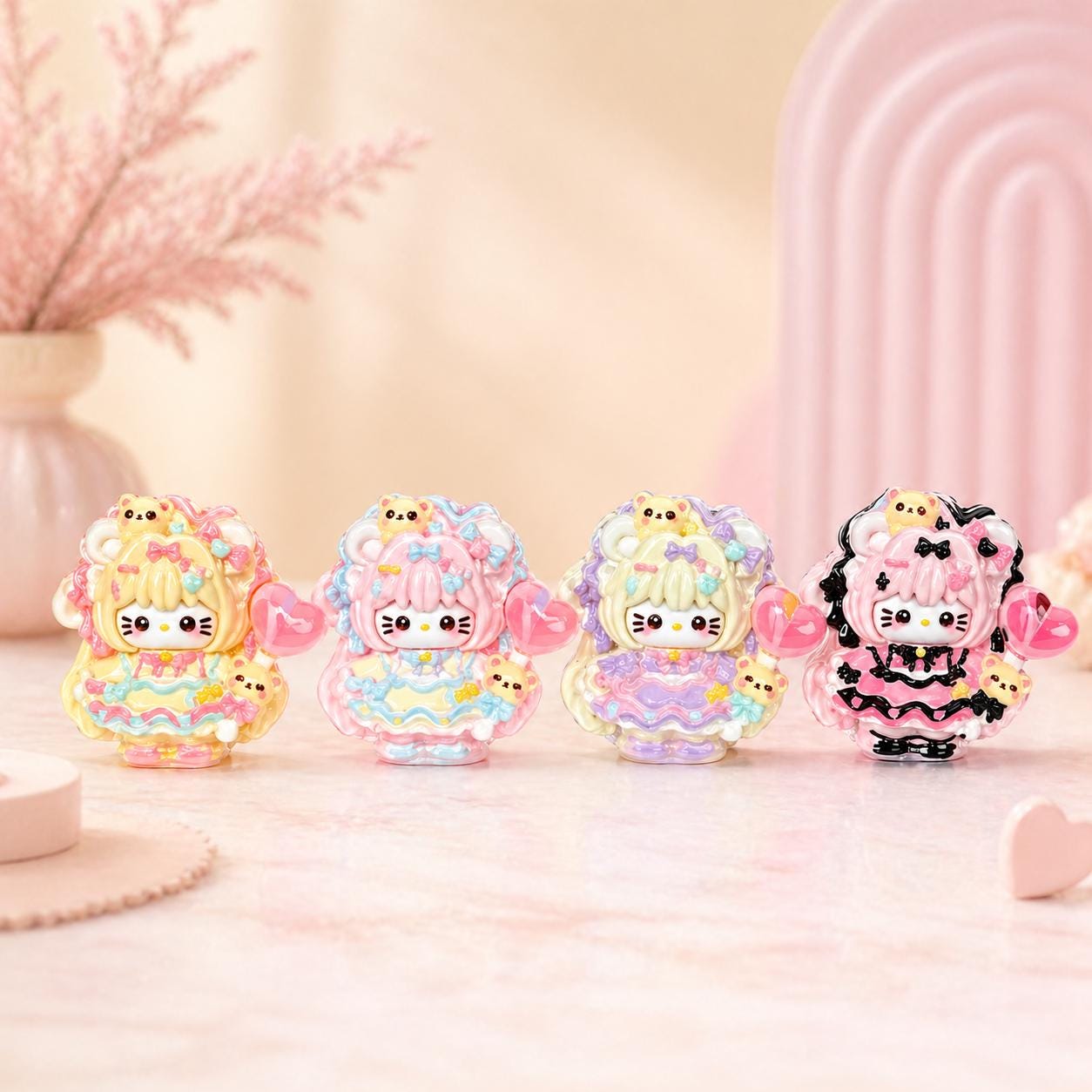 Resin Heart Balloon Bear Cat Charms, Kawaii Flatbacks, Decoden Phone Cases, DIY Crafts
