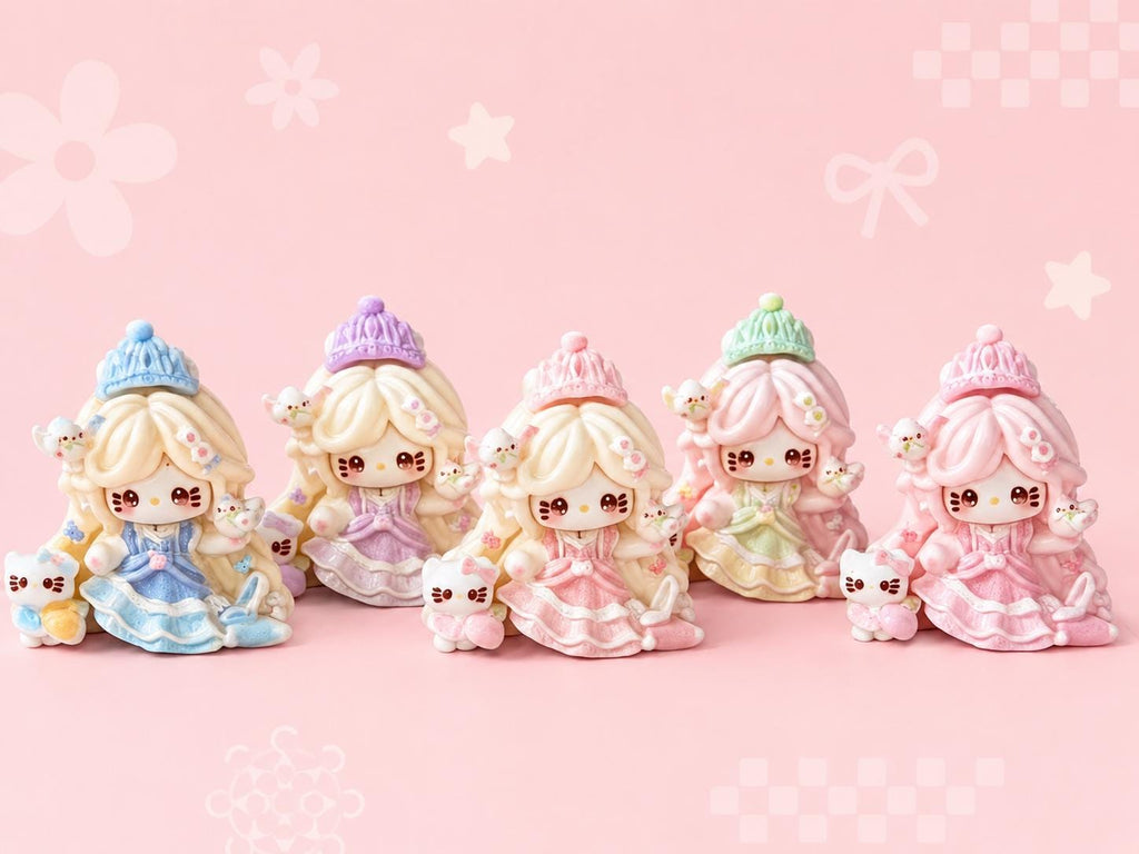 Pastell Prinzessin Katze Harz Cabochons, Kawaii Flatbacks für Decoden Handyhüllen, DIY Basteln