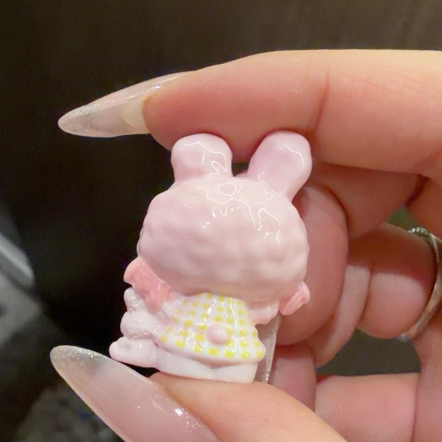 32-33mm Pastell Kawaii Hasen-Stil und Cabochons, Charakter-Harzanhänger für Decoden, Handyhüllen- und Schlüsselanhänger-Basteleien