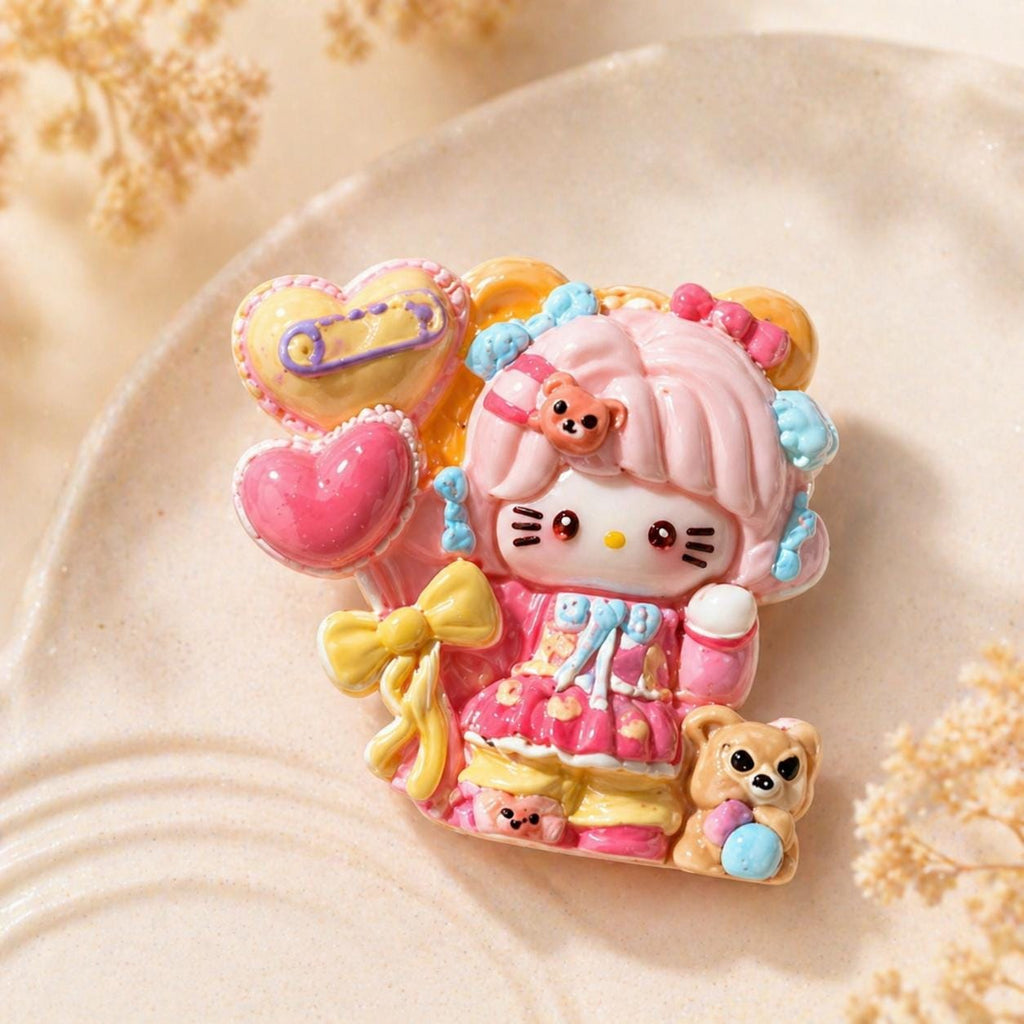Harz-Herzballon-Katzenanhänger, Kawaii Flatbacks für Decoden-Handyhüllen, DIY-Bastelarbeiten